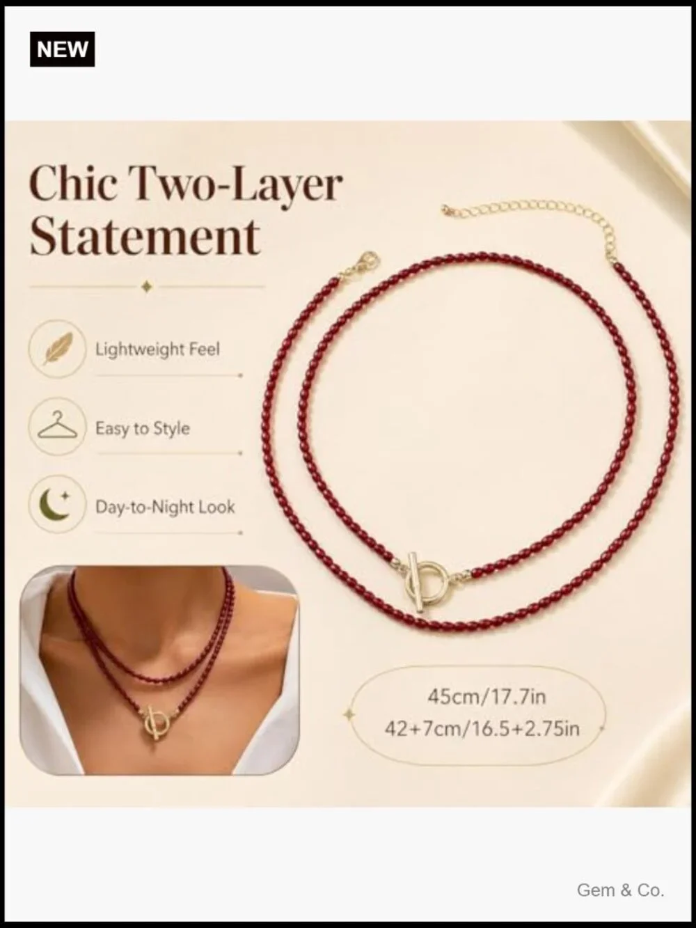 Layered Red Beaded Choker Necklace Boho Statement